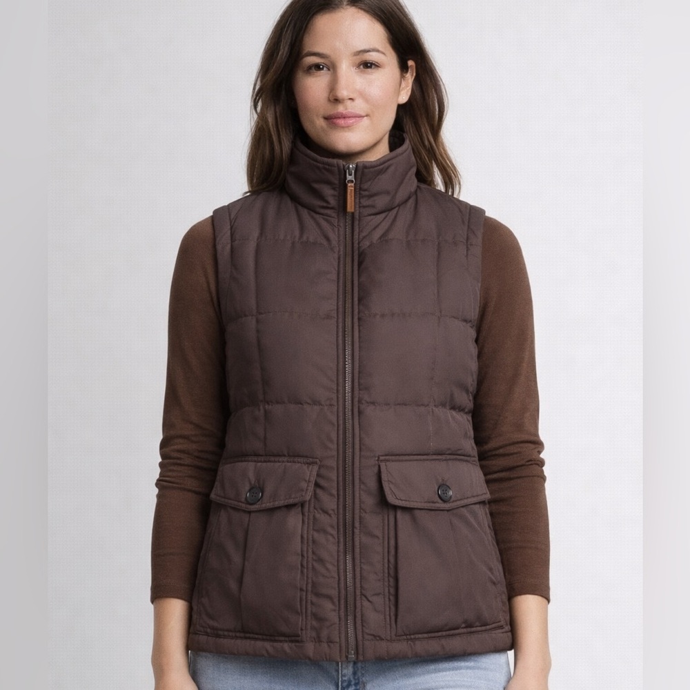 Y2K Eddie Bauer Yukon Down Puffer Vest 550 Fill Goose Taupe Women’s Medium